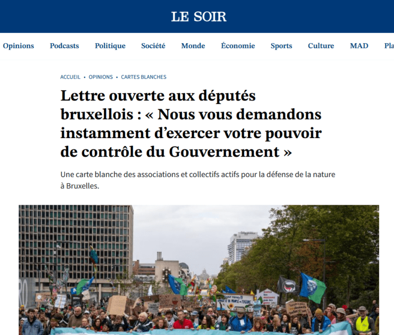 Lettre ouverte aux députés bruxellois : « Nous vous demandons instamment d’exercer votre pouvoir de contrôle du Gouvernement »